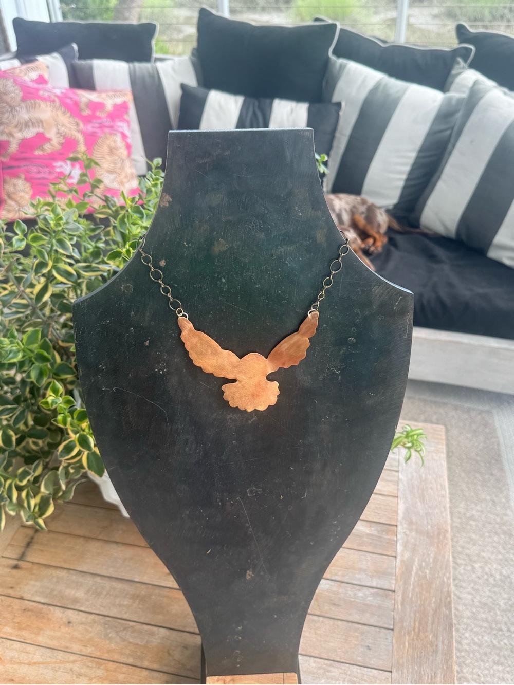 Handcrafted Copper Wing Pendant Necklace -